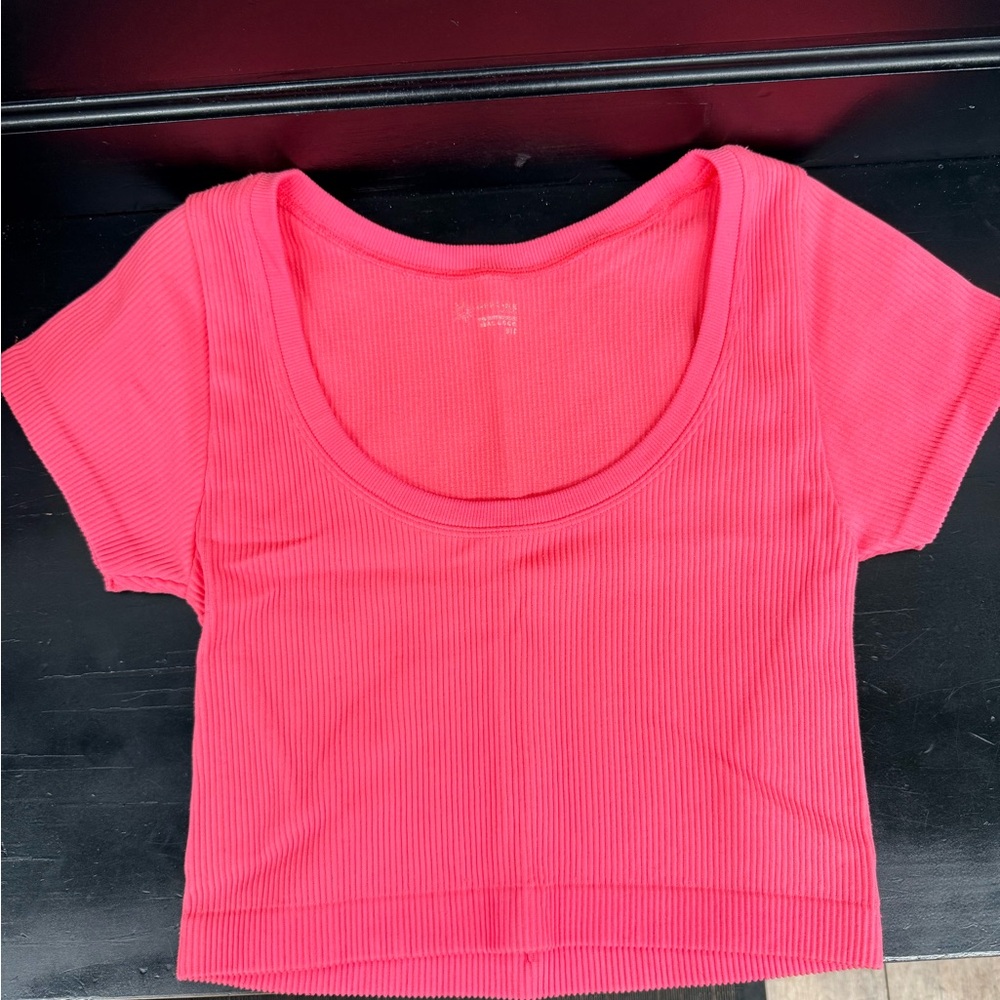 Offline by Aerie Pink Ribbed Crop Top Size Small - Picture 3 of 5